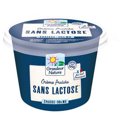 Grandeur nature Crème Fraîche sans lactose bio 30% de M.G, 20cl