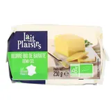 Lait Plaisirs Beurre de Baratte 1/2 Sel, Bio, 250g