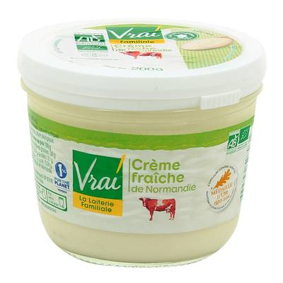Vrai Crème fraîche Biologique pot verre, 20cl