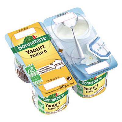 Bonneterre Yaourt nature bio, 4x125g