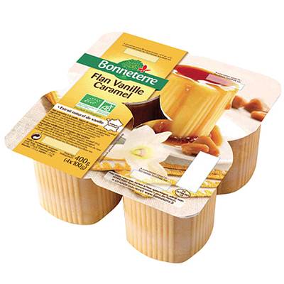 Bonneterre Flan vanille caramel bio, 4x100g