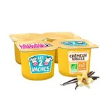 Les 2 Vaches Crème dessert vanille Bio, 4x95g