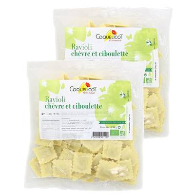 Coquelicot Provence Raviolis Chèvre et Ciboulette Bio, Lot de 2x250g