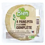 Bien Pain Pita Bio à la Farine Complète, 4x80g