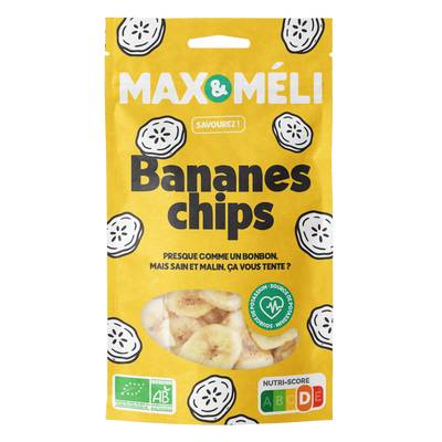 Max et Méli Bananes chips bio, 125g