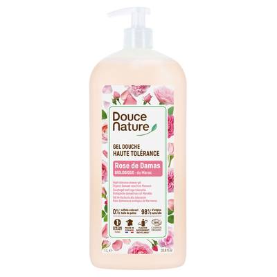 Douce Nature Gel Douche haute tolérance Rose du Maroc, 1L