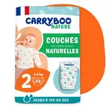 Carryboo Nature Couches naturelles et chou T2 (3-6kg), 50 couches