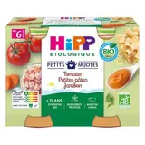 Hipp - Petits Mijotés Tomates Petites Pâtes Jambon Bio Pot Bébé Dès 6 mois, 2x190g
