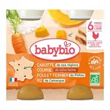Babybio Carotte, Butternut, Poulet Fermier et Riz de Camargue Bio Pot Bébé Dès 6 mois, 2x200g
