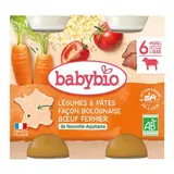 Babybio Légumes, Pâtes Façon Bolognaise au Boeuf Fermier Bio Pot Bébé Dès 6 mois, 2x200g