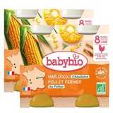 Babybio Maïs doux, Poulet fermier du Poitou Bio Pots Bébé Dès 8 mois, Lot de 2 - 2x200g