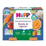 Hipp - Mon Dîner Bonne Nuit Risotto de Légumes Bio Pot Bébé Dès 8 mois, 2x190g