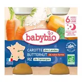 Babybio Carottes des Landes Potimarron Riz Bio Pots Bébé dès 6 mois, 2x200g