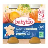 Babybio Carottes des Landes, Patate douce et Blé Bio Pot Bébé Dès 6 mois, 2x200g
