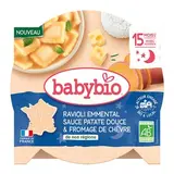 Babybio - Bonne Nuit Ravioli Emmental Sauce Patate Douce et Fromage de Chèvre Bio Assiette Bébé Dès 15 mois, 190g