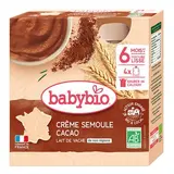 Babybio Dessert Lacté Crème semoule cacao Bio Gourde Bébé Dès 8 mois, 4x85g