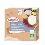 Babybio Brassé Lait de Chèvre Pomme Framboise Bio Gourde Bébé Dès 6 mois, 4x85g