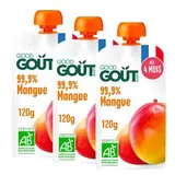 Good Goût Mangue Bio Gourde Bébé Dès 4 mois, Lot de 3x120g