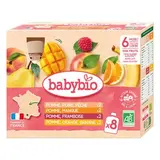 Babybio Multipack aux Fruits Bio Gourdes Bébé Dès 6 mois, 8x90g