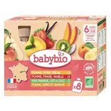 Babybio Multifruits 4 recettes Bio Gourde Bébé dès 6 mois, 8x90g