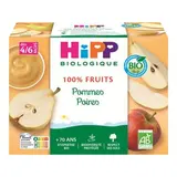 Hipp - 100% Fruits Pommes Poires Bio Coupelle Bébé Dès 4/6 mois, 4x100g