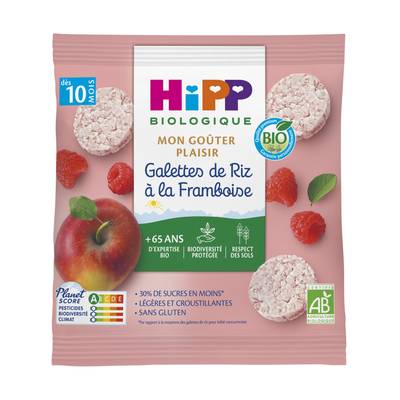 Hipp - Mon Goûter Plaisir Galettes de Riz à la Framboise Bio  Bébé Dès 10 mois, 30g