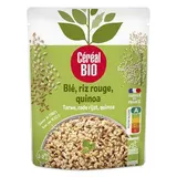 Céréal Bio Blé Riz rouge Quinoa au naturel Vegan Bio en sachet micro-ondable, 200g