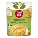 Céréal Bio Purée de Lentilles Corail et Potimarron Vegan Bio en sachet micro-ondable, 250g