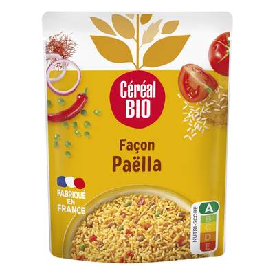Céréal Bio Riz Soja Légumes Façon Paëlla Vegan Bio en sachet micro-ondable, 220g