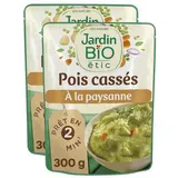 Jardin Bio Etic Pois cassés à la paysanne bio en sachet micro-ondable, Lot de 2x300g