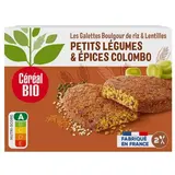 Céréal Bio 2 Galettes végétales boulgour de riz Légumes et épices colombo Bio, 200g