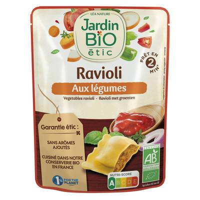Jardin Bio Etic Ravioli aux légumes Bio en sachet micro-ondable, 250g