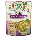 Jardin Bio Etic Dahl Lentilles corail et pois cassés bio en sachet micro-ondable, 250g