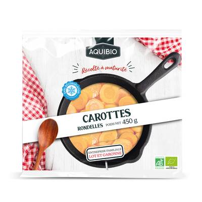 Aquibio Carottes bio coupées en rondelles, 450g