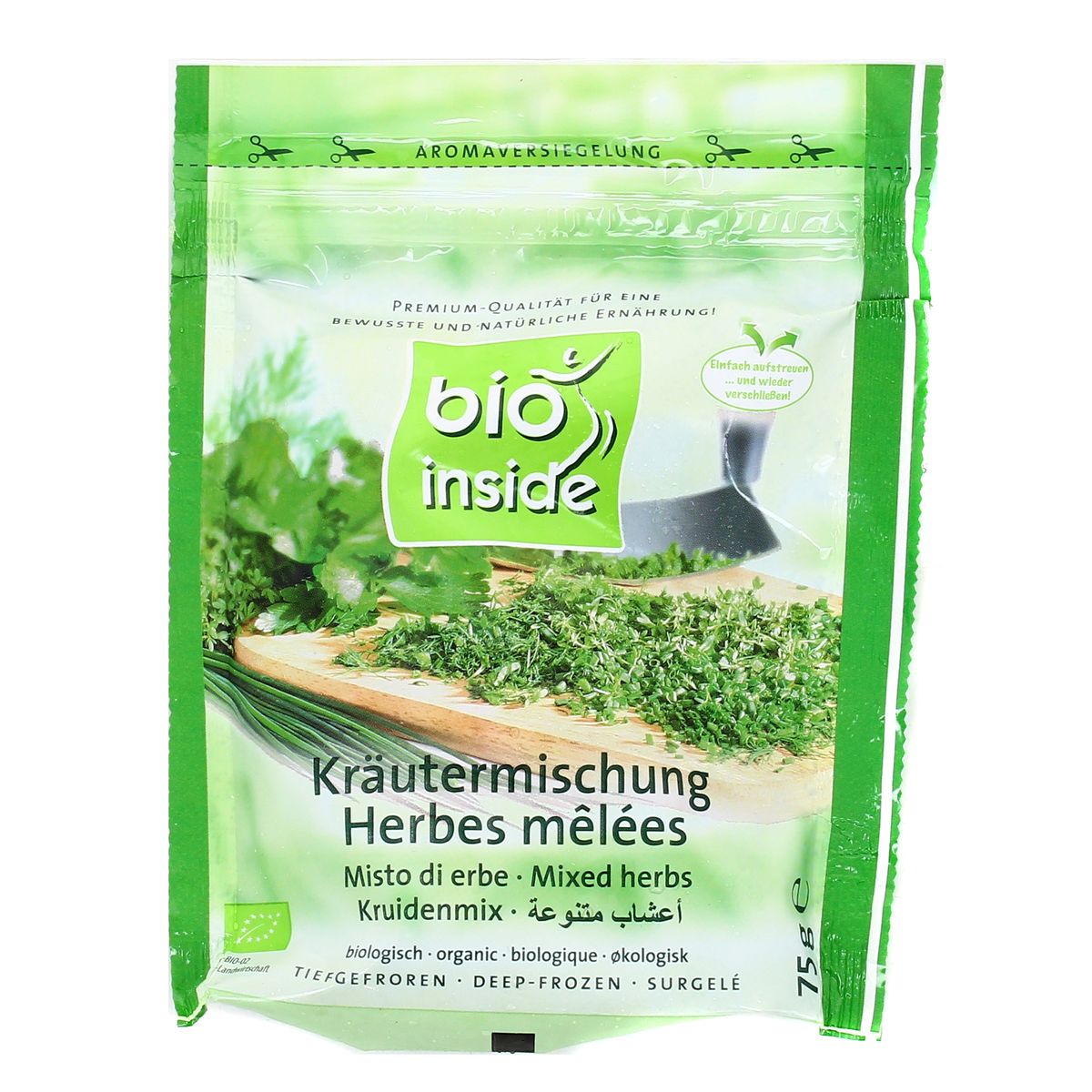 Bio Inside Herbes mêlées Bio- Persil, Aneth, cerfeuil, basilic, ciboulette, Sachet de 75g