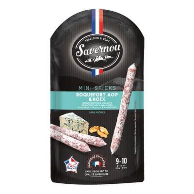 Auvernou Mini Sticks Saucison Sec Roquefort AOP et Noix, 100g