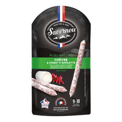 Auvernou Mini Sticks de Saucisson Chèvre & Piment d'Espelette, 100g