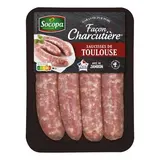 Socopa Saucisses de Toulouse Façon Charcutière avec du Jambon, 4x100g