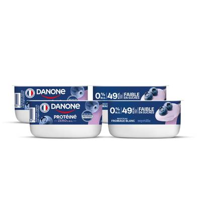 Danone Fromage Blanc Protéiné 0% Myrtille, Lot de 2 - 4x100g
