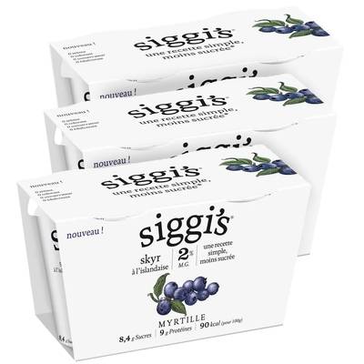 Siggi's Skyr Myrtille 2%mg, Lot de 3 - 2x140g