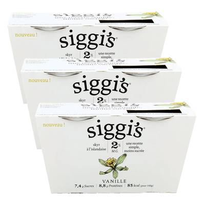 Siggi's Skyr Vanille 2%mg, Lot de 3 - 2x140g