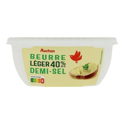 Auchan  Beurre barquette demi sel 40%mg, 250g