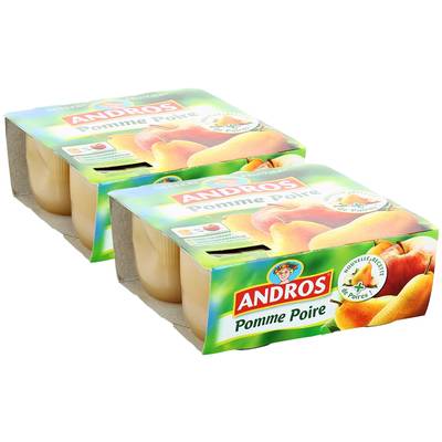 Andros Compote Pomme Poire, Lot de 2 - 4x100g