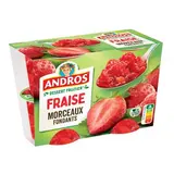 Andros Dessert fruitier avec morceaux de fraise, 4x100g
