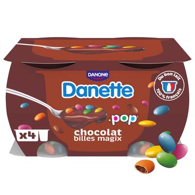 Danette Crème dessert chocolat billes chocolat, 4x120g