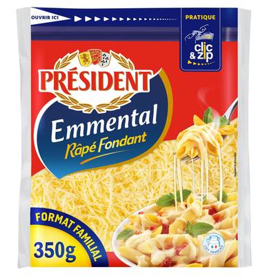Président Emmental rapé sachet zip, 350g