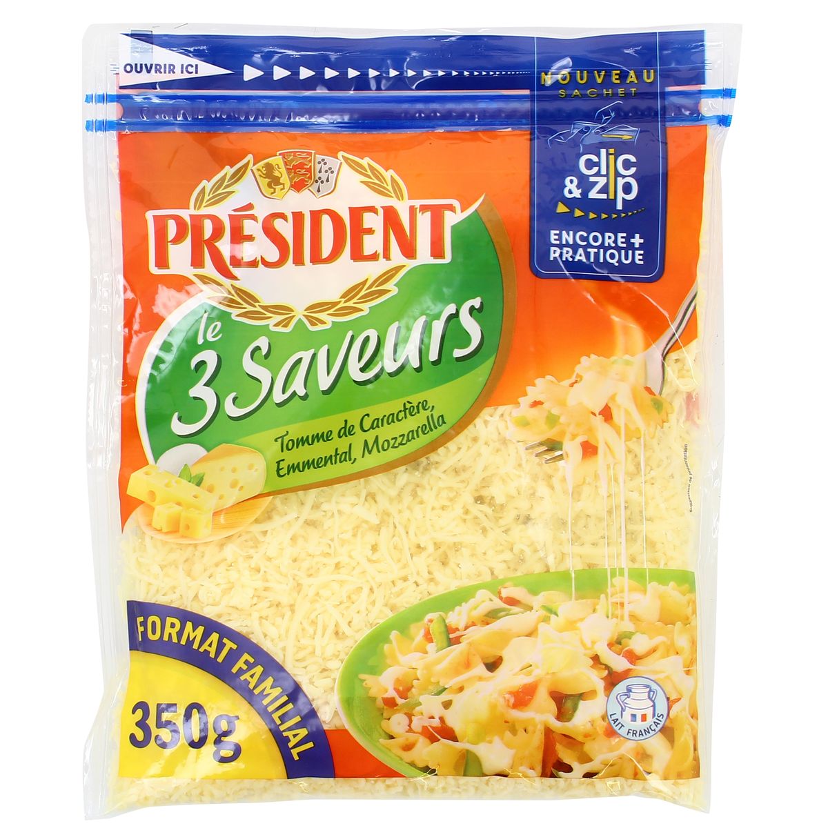 Président Fromage Rapé 3 saveurs, 350g