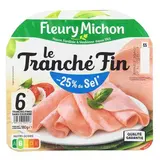 Fleury Michon Jambon Supérieur Le Tranché Fin, Taux de Sel Réduit, 6 tranches - 180g