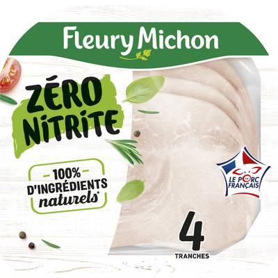 Fleury Michon Jambon Qualité Supérieure Zéro Nitrite, 4 tranches - 120g