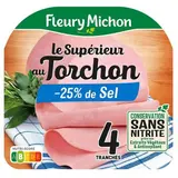 Fleury Michon Jambon Supérieur Le torchon Taux de Sel Réduit, 4 tranches - 120g